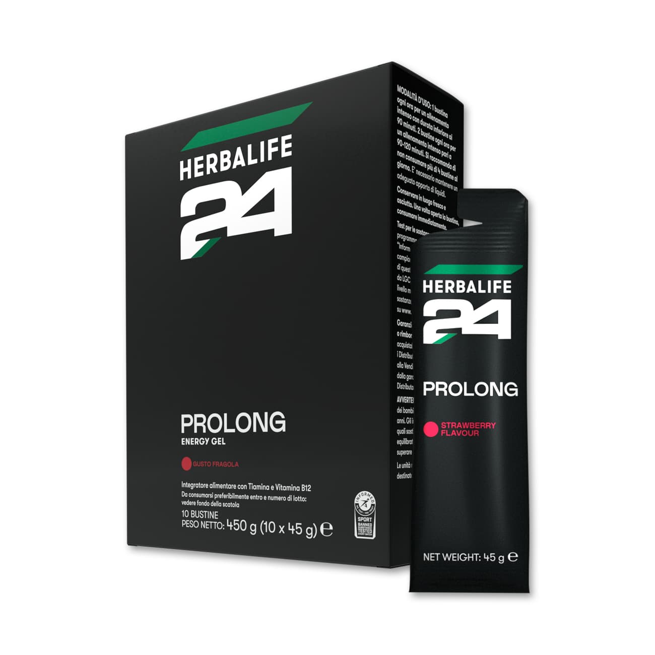 Confezione di H24 Prolong Energy Gel, Fragola, 10 bustine da 45 g